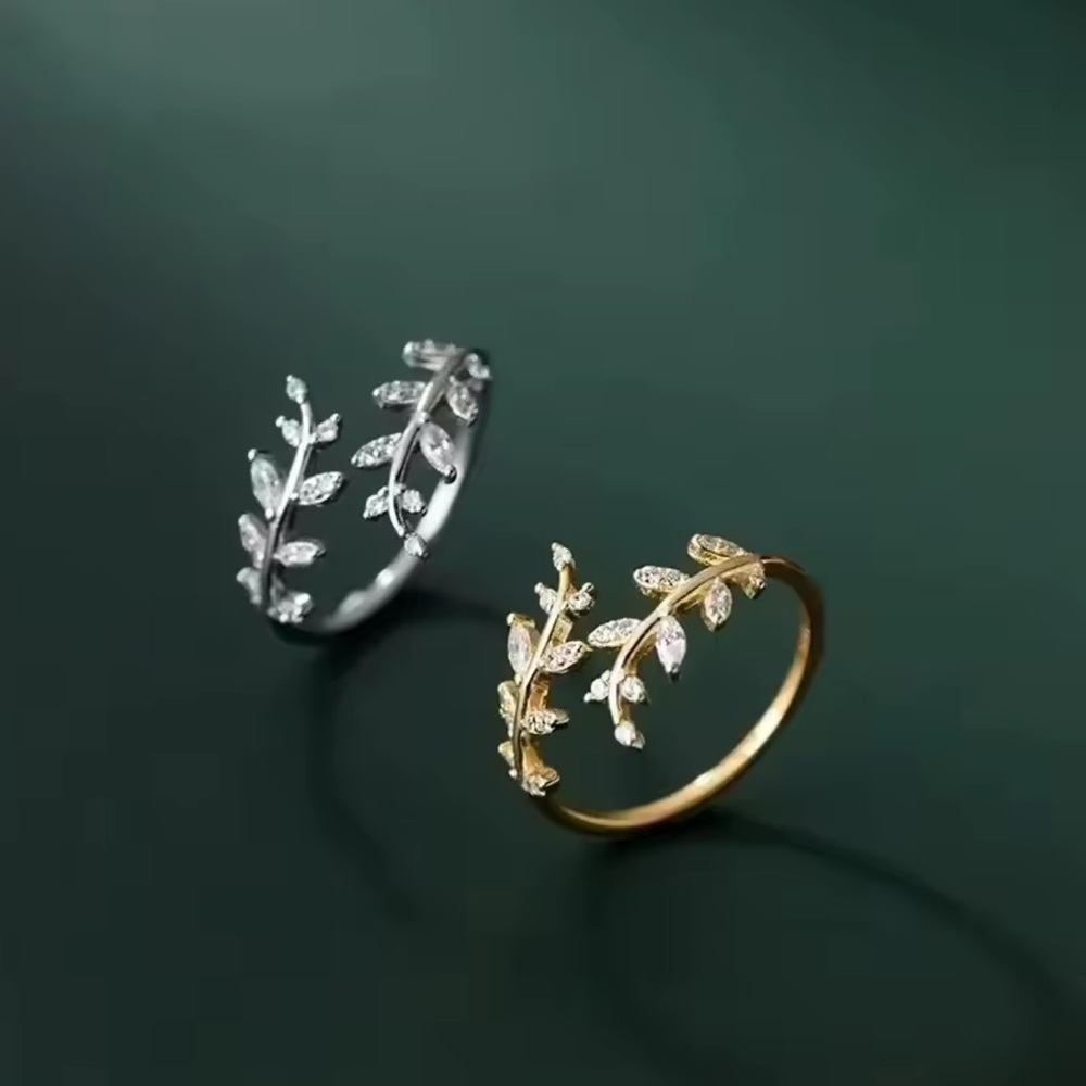 Elegant 925 Sterling Silver Leaf Ring. 🌿 Wedding Ring - Picture 4 of 6